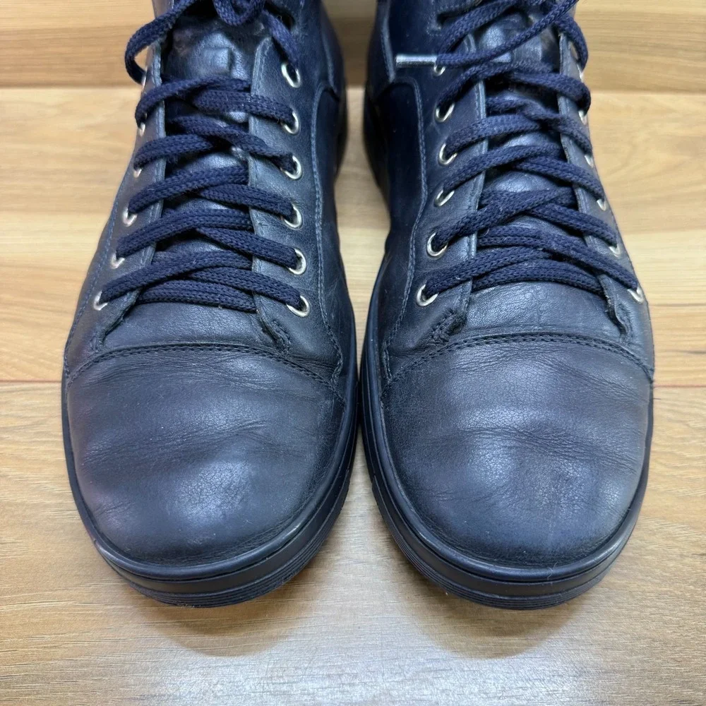 Salvatore Ferragamo High Top Sneakers Mens 8.5 D Black Leather Casual Everyday